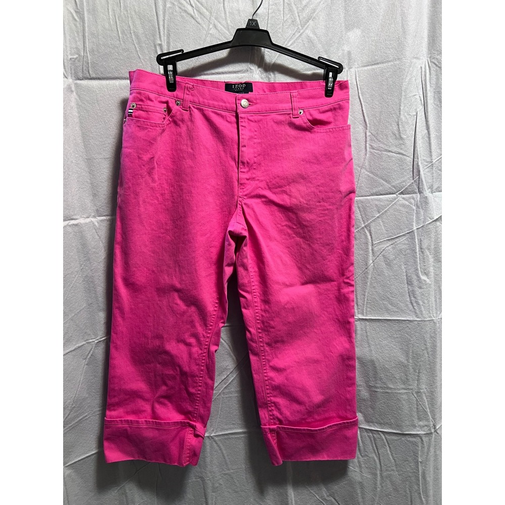 IZOD Capri Pants‎ Stretch Hot Pink Cropped Denim Jeans Womens Petite 12P